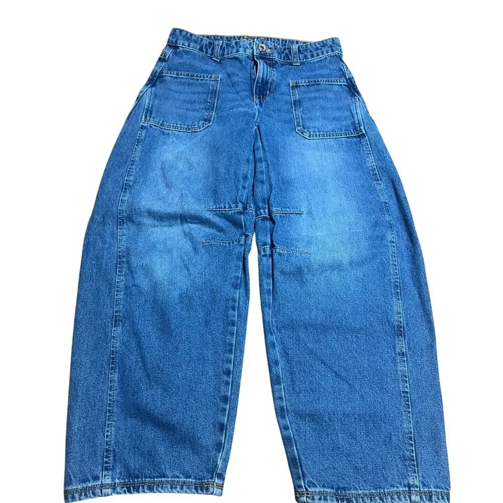 Justice girls size 12 Barrel Jeans midrise wide leg cut